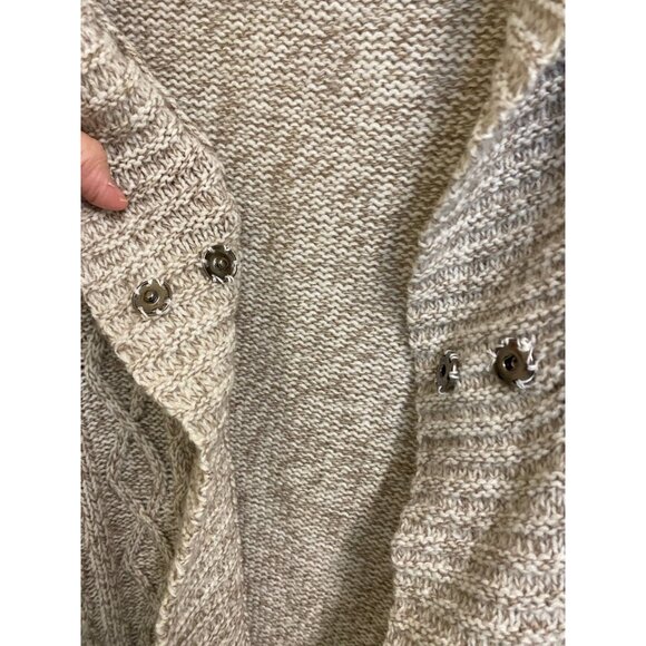 It’s Our Time Oatmeal Tan Cream Cardigan Long Sleeve Sweater Size Large - Picture 9 of 12